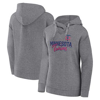 Women's Fanatics Branded Heather Gray Minnesota Twins Script Favorite Pullover Hoodie