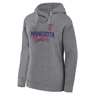 Women's Fanatics Branded Heather Gray Minnesota Twins Script Favorite Lightweight Fitted Pullover Hoodie