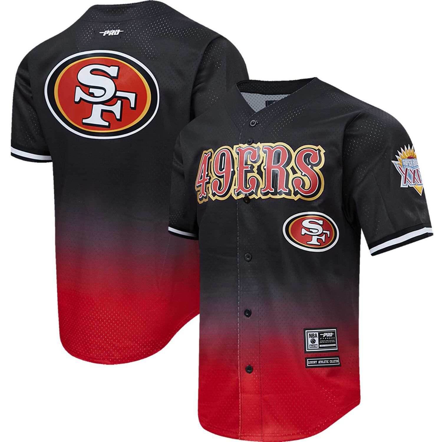 Men's Pro Standard Black/Scarlet San Francisco 49ers Ombre Mesh Button ...