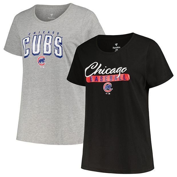 Women's Profile Black/Heather Gray Chicago Cubs Plus Size T-Shirt