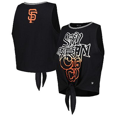 Women's The Wild Collective Black San Francisco Giants Twisted Tie Front Tank Top