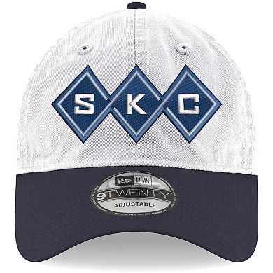 Men's New Era White Sporting Kansas City Jersey Hook 9TWENTY Adjustable Hat