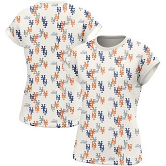 Women's Lusso White New York Mets Madge Dolman Tri-Blend T-Shirt