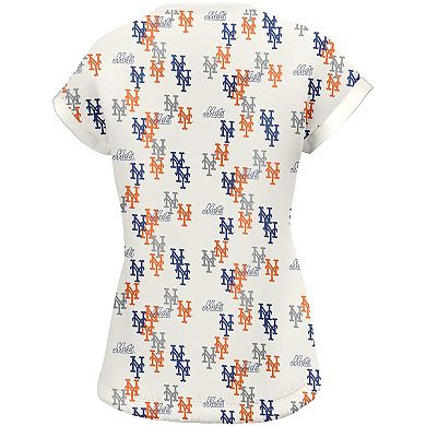 Women's Lusso White New York Mets Madge Dolman Tri-Blend T-Shirt