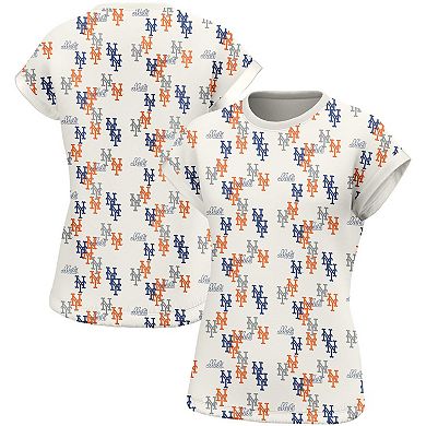 Women's Lusso White New York Mets Madge Dolman Tri-Blend T-Shirt