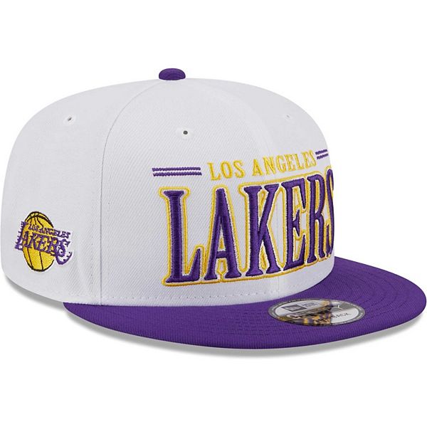 Men's New Era White Los Angeles Lakers Team Stack 9FIFTY Snapback Hat