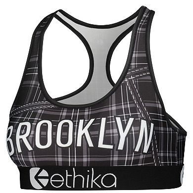 Women's Ethika Black Brooklyn Nets Racerback Sports Bra
