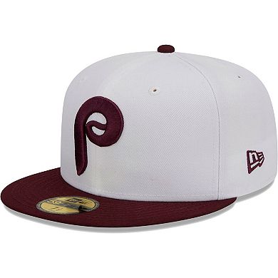 Men's New Era White/Maroon Philadelphia Phillies Optic 59FIFTY Fitted Hat