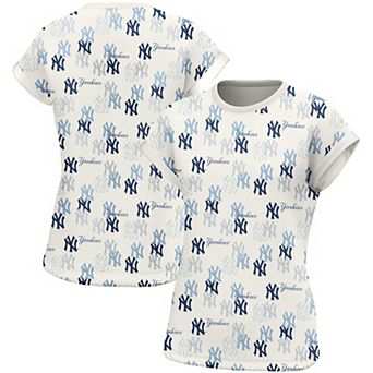 Women's Lusso White New York Yankees Madge Dolman Tri-Blend T-Shirt