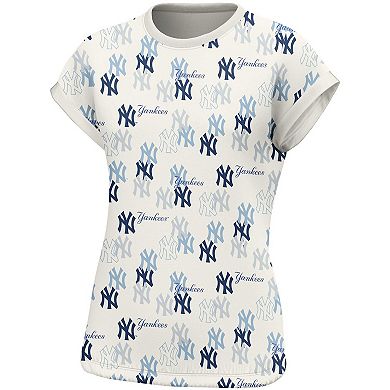 Women's Lusso White New York Yankees Madge Dolman Tri-Blend T-Shirt