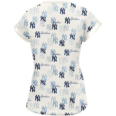 Women's Lusso White New York Yankees Madge Dolman Tri-Blend T-Shirt