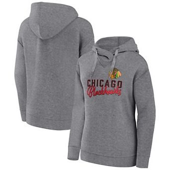 Women's Fanatics Branded Heather Gray Chicago Blackhawks Script Favorite Pullover Hoodie