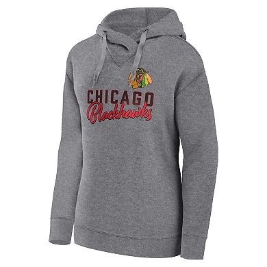 Women's Fanatics Branded Heather Gray Chicago Blackhawks Script Favorite Pullover Hoodie