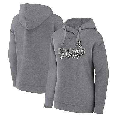 Women's Fanatics Branded Heather Gray Chicago White Sox Script Favorite Lightweight Fitted Pullover Hoodie