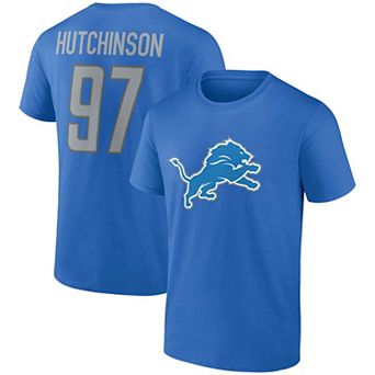 Men's Fanatics Branded Aidan Hutchinson Blue Detroit Lions Player Icon Name & Number T-Shirt