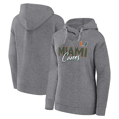Women's Fanatics Branded Heather Gray Miami Hurricanes Script Favorite Pullover Hoodie