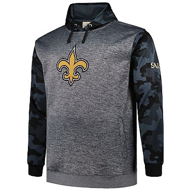 Men's Fanatics Branded Heather Charcoal New Orleans Saints Big & Tall Camo Pullover Hoodie