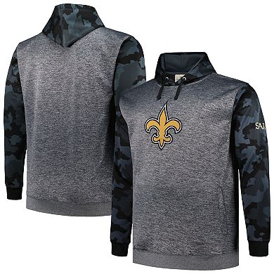 Men's Fanatics Branded Heather Charcoal New Orleans Saints Big & Tall Camo Pullover Hoodie