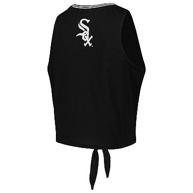 Women's The Wild Collective Black Chicago White Sox Twisted Tie Front Tank Top