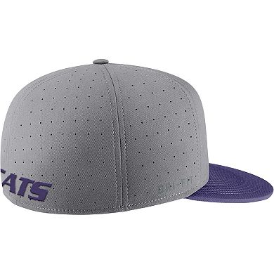 Men's Nike Gray Kansas State Wildcats Aero True Baseball Performance Fitted Hat