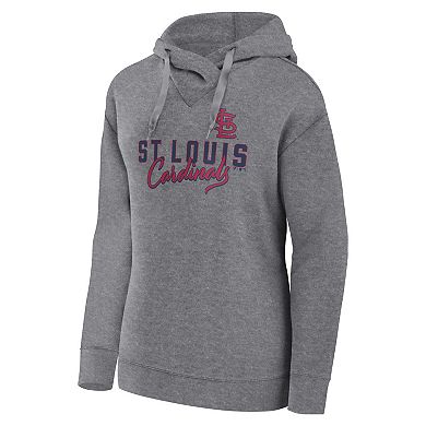 Women's Fanatics Branded Heather Gray St. Louis Cardinals Script Favorite Pullover Hoodie