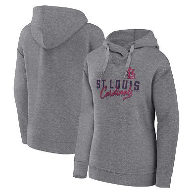 Women's Fanatics Branded Heather Gray St. Louis Cardinals Script Favorite Pullover Hoodie