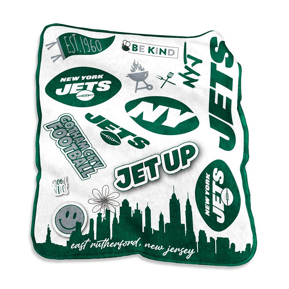 New York Jets NFL Team Sherpa Plaid Throw 50x60