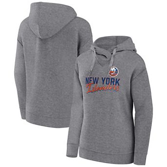 Women's Fanatics Branded Heather Gray New York Islanders Script Favorite Pullover Hoodie