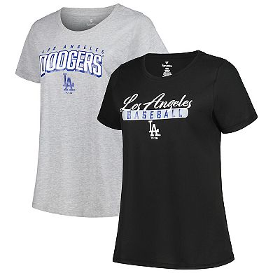 Women's Profile Black/Heather Gray Los Angeles Dodgers Plus Size T-Shirt Combo Pack