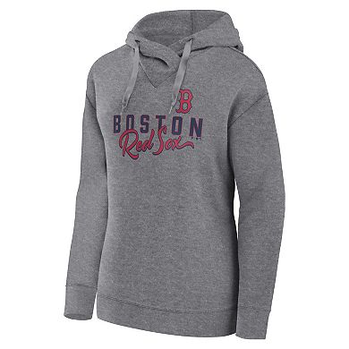 Women's Fanatics Branded Heather Gray Boston Red Sox Script Favorite Lightweight Fitted Pullover Hoodie