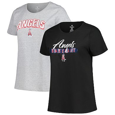 Women's Profile Black/Heather Gray Los Angeles Angels Plus Size T-Shirt Combo Pack