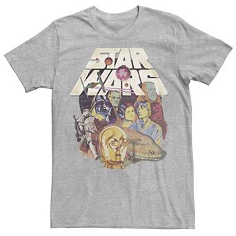Men's Star Wars Vintage Collage Cartoons Graphic Tee