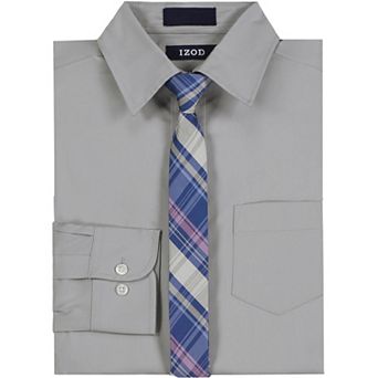Boys 4-20 IZOD Stretch Poplin Button Front Shirt & Tie Set