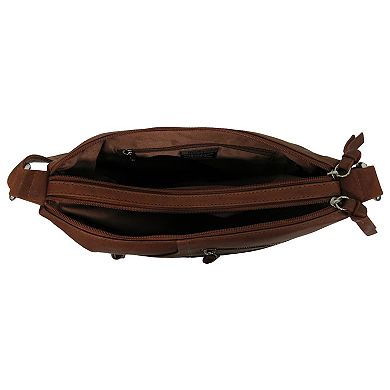 GAL Antique Leather Double Top Zip Shoulder Bag
