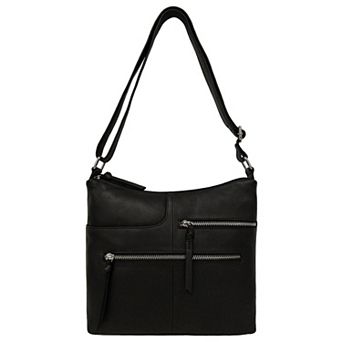 GAL Antique Leather Double Top Zip Shoulder Bag