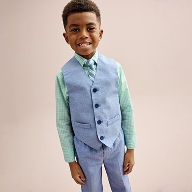 Boys 4-12 IZOD Linen Look Vest Set With Tie
