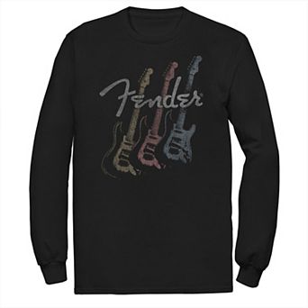 Big & Tall Fender Stacked Guitar Faded Logo Long Sleeve Tee