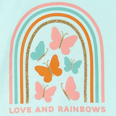 Baby Girl Carter's Butterfly Love Graphic Flutter Tee & Rainbow Skort Set