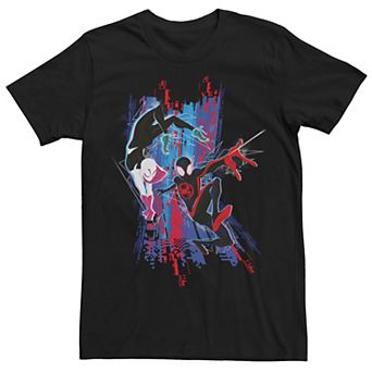 Men's Marvel Spiderman Across The Spider Verse Spiderman & Spider Gwen Graphic Tee