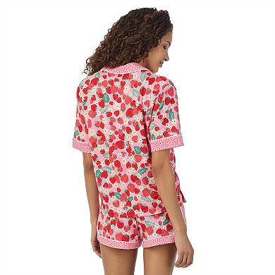 Women's Beauty Sleep Social Cozy Jersey Notch Pajama Top & Pajama Shorts Set