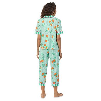Women's Beauty Sleep Social Cozy Jersey Notch Pajama Top & Cropped Pajama Pants Set