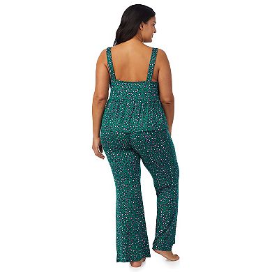Plus Size Beauty Sleep Social Cozy Jersey Crop Pajama Tank Top & Flare Pajama Pants Set