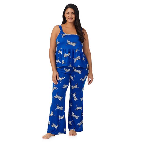 Plus Size Beauty Sleep Social Cozy Jersey Crop Pajama Tank Top & Flare