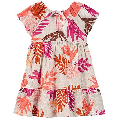 Toddler Girl Carter's Tropical Print Crinkly Short Sleeve Tiered Dress
