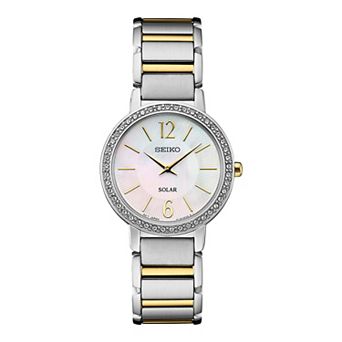 Seiko Women's Crystal Two Tone Stainless Steel Solar Watch - SUP469