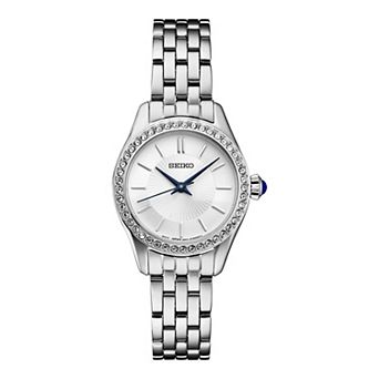 Seiko Women's Crystal Stainless Steel Quartz White Dial Watch - SUR539