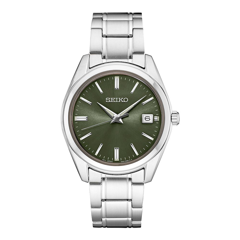 Seiko Men's Essentials Stainless Steel Quartz Green Dial Watch