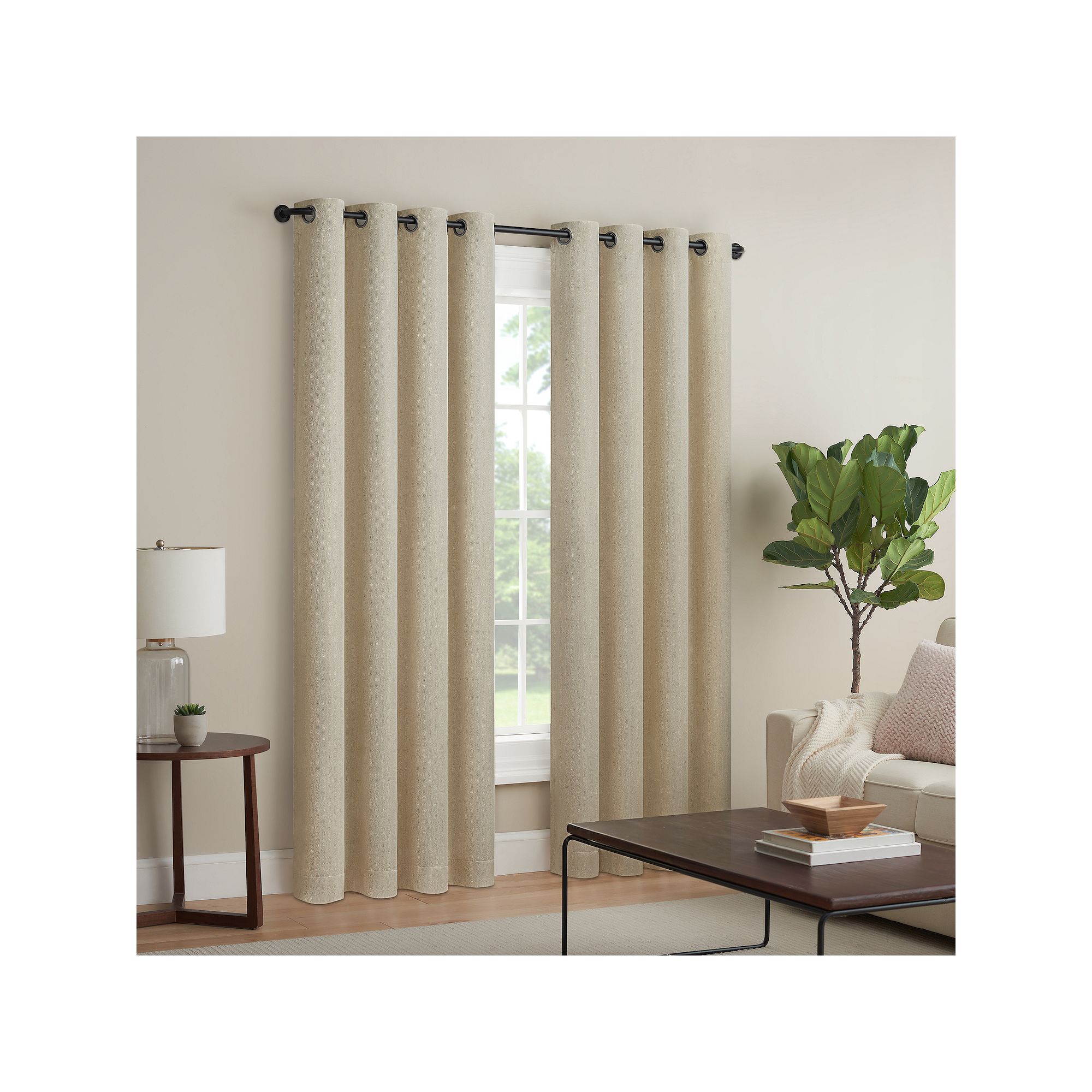 eclipse Magnitech 2-Pack Crawford Blackout Window Curtains, Beige