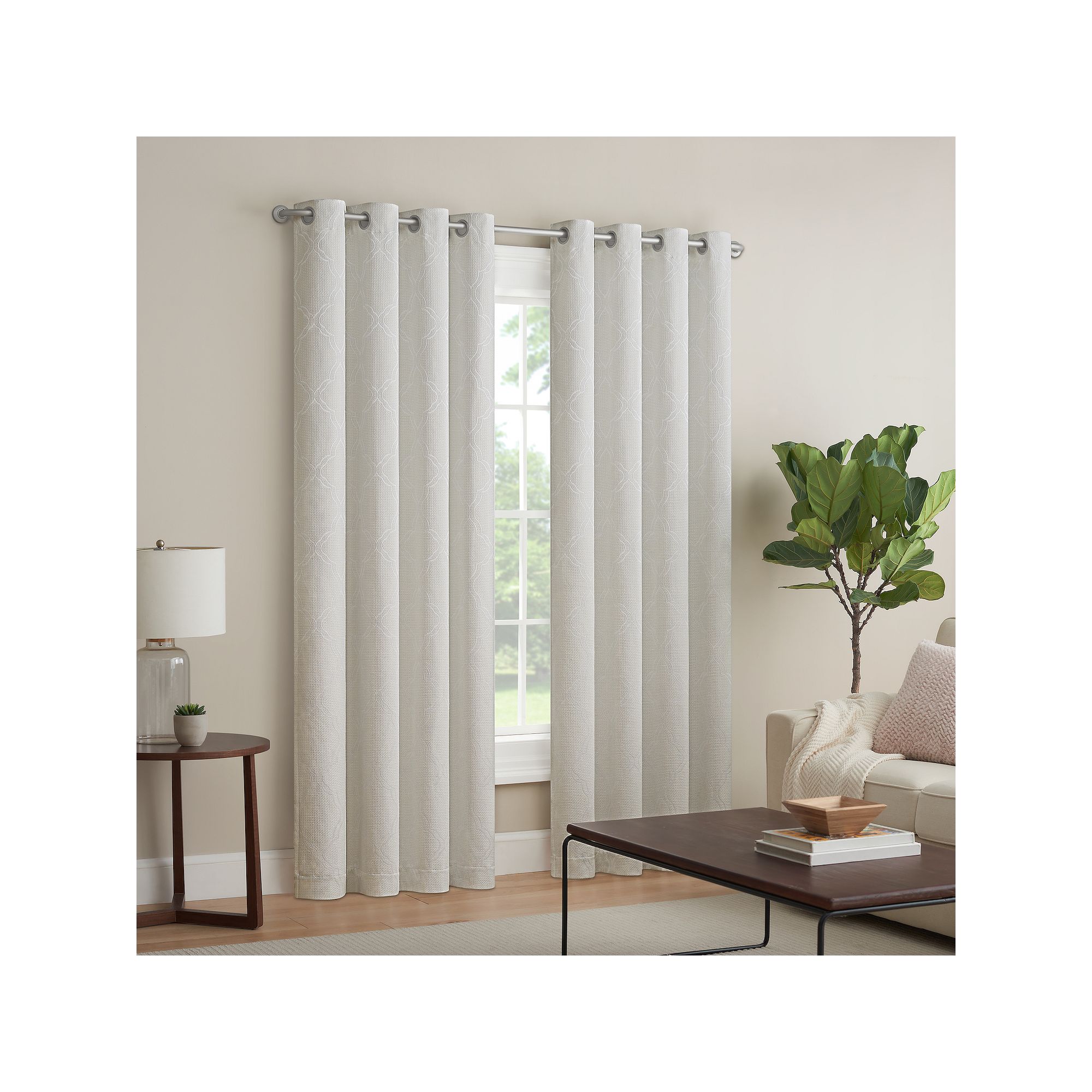 eclipse Magnitech 2-Pack Clayton Trellis Blackout Window Curtains, White
