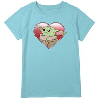 Girls The Mandalorian The Child Valentine Heart Portrait Graphic Tee